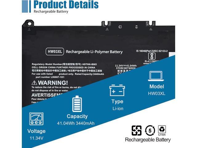 HW03XL HSTNN-IB9O Laptop Battery Replacement for HP Pavilion 15-EG 15-EH 15-EG0XXX 15-EH0XXX 15-EG1025CL 15-EG1053CL 15-EG1073CL 15-EH1254NG Series...