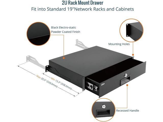 Tecmojo 2U Rack Drawer,Rack Mount Drawer for 19in Network Equipment/Server/AV Rack or Cabinet Enclosure,Sliding and Lockable Server Rack Drawer -...