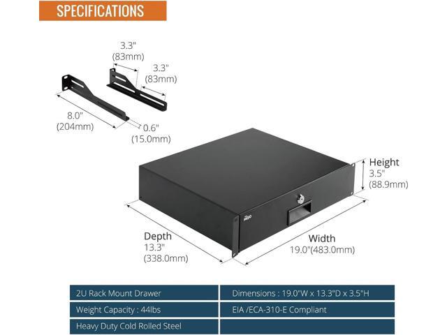 Tecmojo 2U Rack Drawer,Rack Mount Drawer for 19in Network Equipment/Server/AV Rack or Cabinet Enclosure,Sliding and Lockable Server Rack Drawer -...