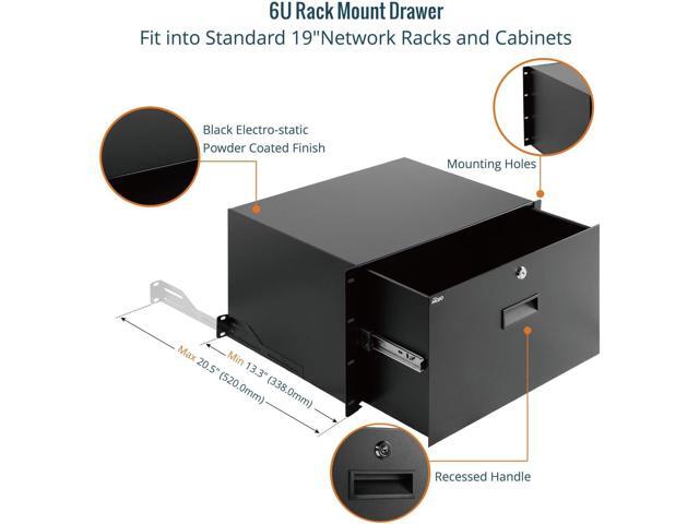 Tecmojo 6U Rack Drawer,Rack Mount Drawer for 19in Network Equipment/Server/AV Rack or Cabinet Enclosure,Sliding and Lockable Server Rack Drawer -...