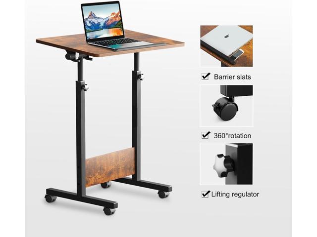 KOUPA Height Adjustable Standing Desk widths16 in Length 24 in, Portable Rolling Mobile Stand Up Table with Wheels, 360 Degree Flip Laptop Computer...