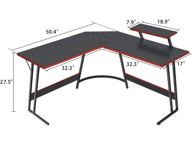 VICTONE L Shaped Gaming Desk, Corner Desk with Monitor Stand, Computer PC Table for Home Office Writing Studying Working, Space-Saving, Easy...