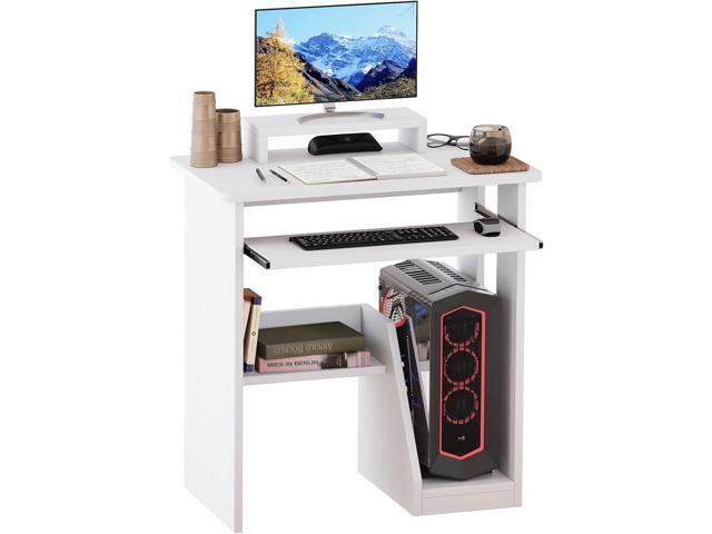 ALISENED Home Office Computer Desk with Monitor Stand Keyboard Tray, 29.5 Inch Study Writing Desk Small PC Laptop Table with Storage Shelves,...