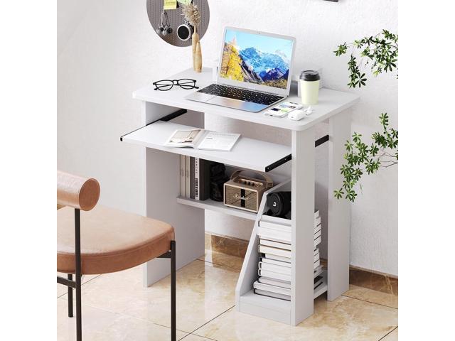 ALISENED Home Office Computer Desk with Monitor Stand Keyboard Tray, 29.5 Inch Study Writing Desk Small PC Laptop Table with Storage Shelves,...