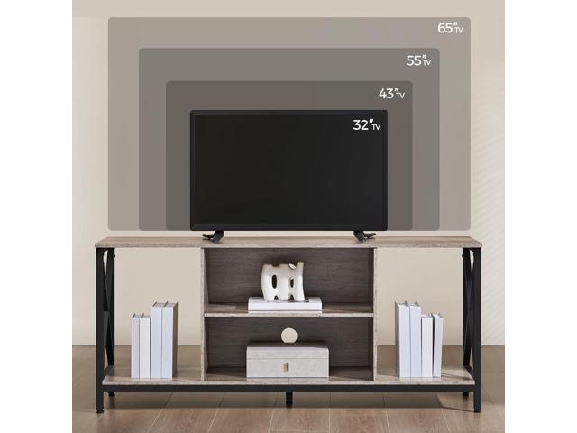 Yaheetech TV Stand for TVs up to 65 Inch, 55 Inch Entertainment Center with Storage, Wood TV Console with Shelves for Living Room, Gray