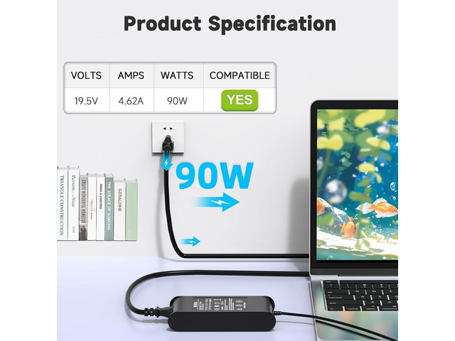 90W 65W Laptop Charger for Dell Latitude E6440 E6400 E6430 E6420 E6410 E6230 E6320 E6220 E6330 E6500 E6510 E6530 E6540 E7240 E7250 E7440 E7450 5480...