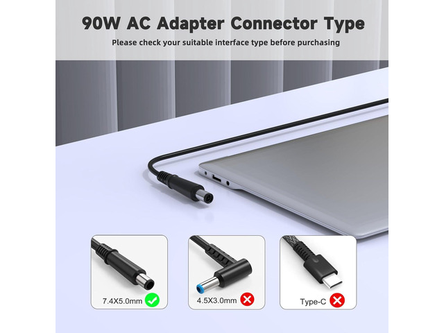 90W 65W Laptop Charger for Dell Latitude E6440 E6400 E6430 E6420 E6410 E6230 E6320 E6220 E6330 E6500 E6510 E6530 E6540 E7240 E7250 E7440 E7450 5480...