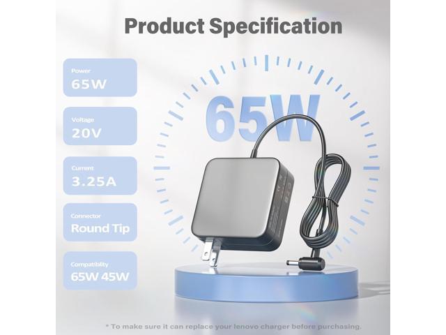 65W Ac Adapter Power Cord for Lenovo IdeaPad 100S 110 110S 120 120S 310 320 330S S340 510 710S, Flex 4 1470 1580 1130 Flex 5 1570 1470 ADL45WCC...