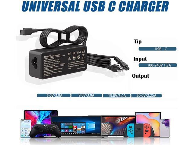 45W USB C Laptop Charger for Lenovo Chromebook 300e 500e S330 S340 C340-15 C330 100e ThinkPad T480s T480 T580 E580 T580s Yoga C940 C740 S730 720...