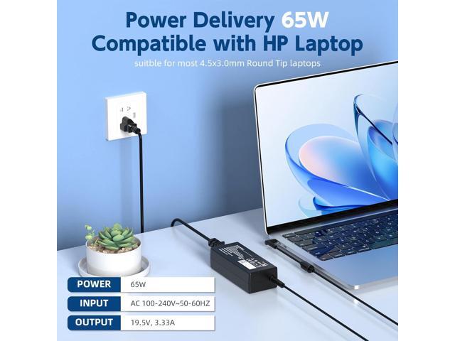 65W AC Adapter Laptop Charger for HP EliteBook 840 830 850 745 G3 G4 G5 G6, HP Stream 11 13 14, Pavilion x360 15 13, Notebook 14 15, Envy X360 15...