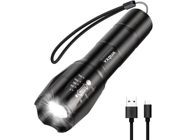 USB Rechargeable Flashlights, 8381 High Lumens Lights, 3 Modes, Zoomable & Waterproof Super Bright Flash Light for Camping, Hiking, Emergency.