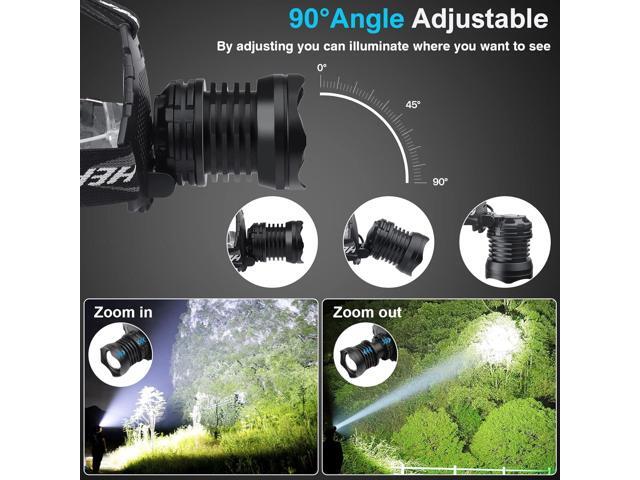Bud K LED Headlamp USB Rechargeable, Head Lamp XHP70 Super Bright 90000 High Lumen with 5 Modes, Batteries Included, Zoomable, Waterproof Headlight...