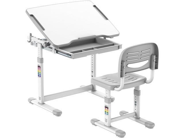 Mount-It! Kids Desk and Chair Set Height Adjustable up to 30' Ergonomic Kids Desk School, Kids Table and Chairs for Student 26' x 18' Tabletop with.