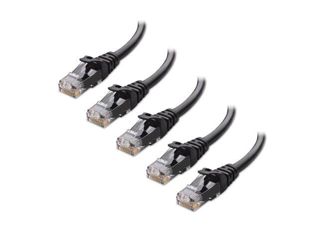 Cable Matters 10Gbps 5-Pack Snagless Short Cat 6 Ethernet Cable - 3ft, Cat 6 Cable, Cat6 Cord, Ethernet Cord, Black