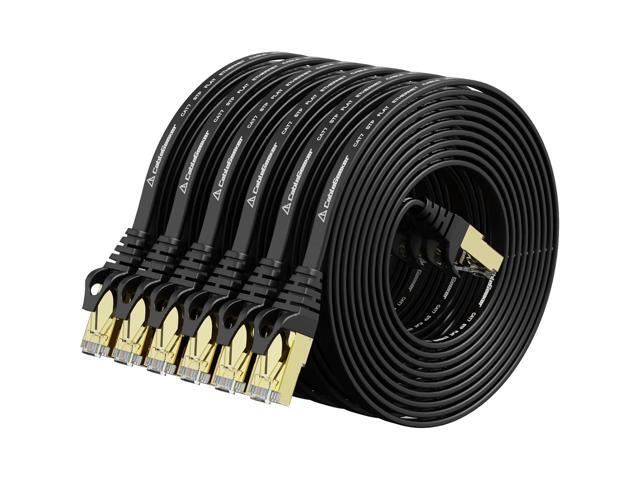 Cat 7 Ethernet Cable 10ft 6 Pack Shielded,Flat Ethernet Patch Cables - High Speed Internet Cable for Modem, Router, LAN, Computer - Compatible with.