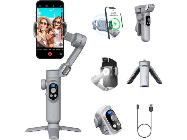 Professional Gimbal Stabilizer for Smartphone w/Wireless Charging OLED Display LED Light Focus Wheel, 3-Axis Phone Gimbal Stabilizer for iPhone 15.