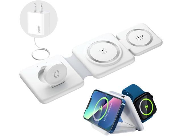 Wireless Charging Station 3 in 1 Foldable Magnetic 15W Travel Multiple Devices Fast Charger for iPhone 16/15/14/13/12 Series, AirPods 3/2/Pro/Pro2,...