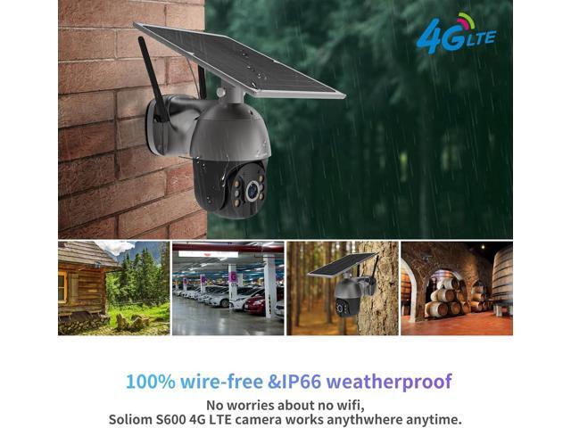 SOLIOM S600 3G/4G LTE Solar Powered Cellular Security Camera Wireless Outdoor, Pan Tilt 360°View Spotlight, 1080p Night Vision, 2 Way Talk, PIR...