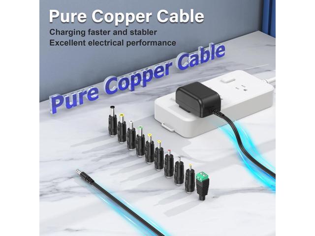 9V 1A 0.8A 0.5A Charger 9.0V 1.0A AC Adapter 9W Switching Power Supply DC 9V 1000mA 800mA 600mA 500mA 300mA Adaptor Regulated Transformer Cord with...