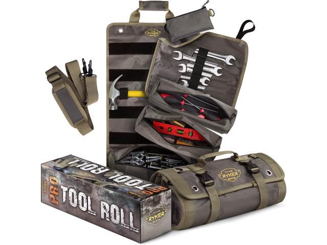 The Ryker PRO Official Roll Up Tool Bag Organizer Gifts for Dad. Motorcycle Tool Bag Organizer for Mechanic & Tools Storage Toolbag Tools Bags Mens.