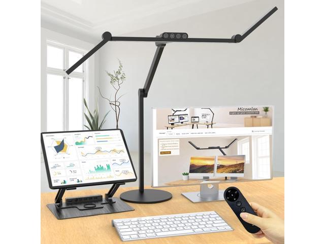 Micomlan Architect Desk Lamp with Remote Control, Adjustable Led Desk Light for Home Office with Base, 24W Bright Auto Dimming Table Light.
