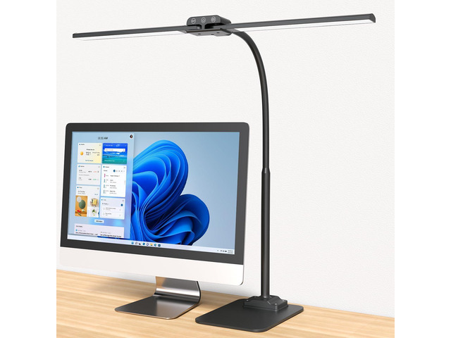 KableRika Desk Lamp Double Light: Bright Led Desk Lights for Home Office - Eye Care Reading Table Lamps with Base - Dimmable Desktop Lighting for...