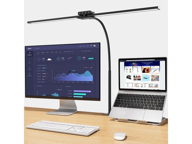 EppieBasic Desk Lamp,24W Led Desk Lamps with Clamp,Double Head Desk Light for Home Office, Architect Desktop Lamp Eye Care Workbench Office Table...