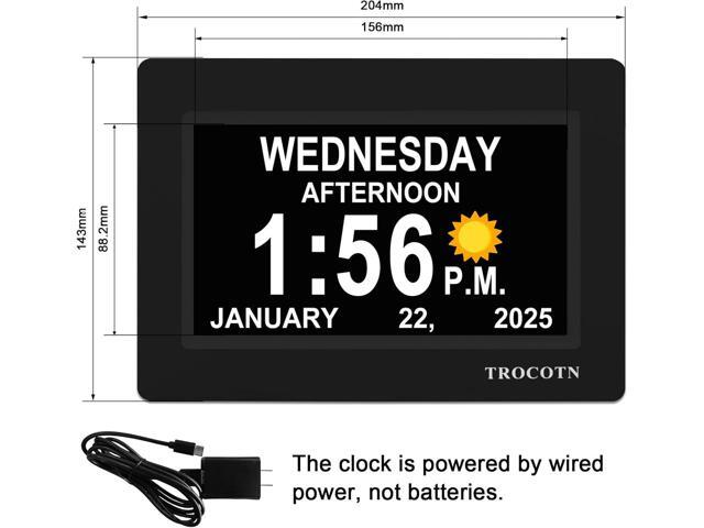 TROCOTN Dementia Clocks, Large Display Calendar Alarm Clock with Auto DST for Seniors, 5 Display Modes Large Font Digital Clock with Custom Alarms...