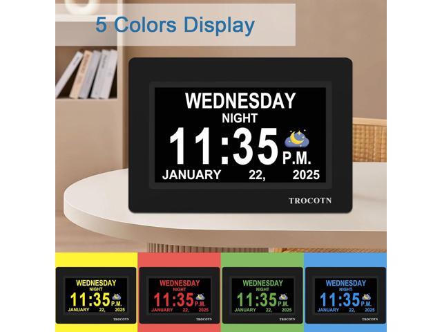 TROCOTN Dementia Clocks, Large Display Calendar Alarm Clock with Auto DST for Seniors, 5 Display Modes Large Font Digital Clock with Custom Alarms...