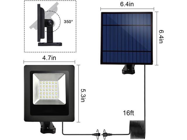 Solar Lights Outdoor with 16FT Cable Dusk to Dawn Solar Flood Lights Waterproof LED 3000K Spot Light for Outside, Garage, Yard, Street, Flag,...