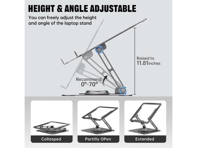 Laptop Stand for Desk, Adjustable Computer Stand with 360° Rotating Base, Ergonomic Laptop Riser for Collaborative Work, Foldable & Portable Laptop...