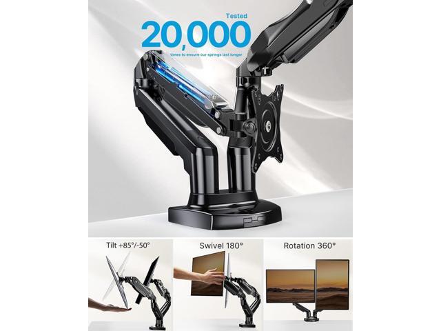 HUANUO Dual Monitor Stand - Full Adjustable Monitor Desk Mount Swivel Vesa Bracket with C Clamp, Grommet Mounting Base for 13 to 32 Inch Computer...