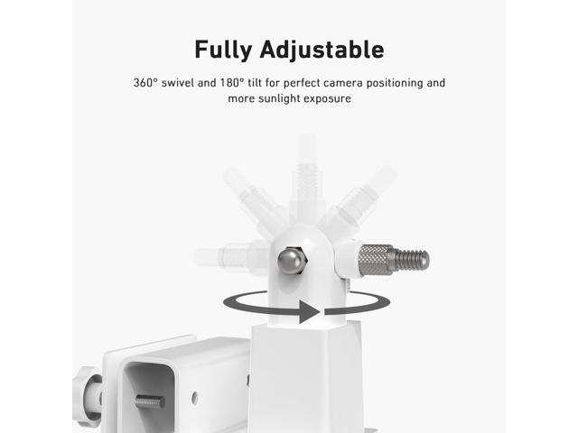 Holicfun 2-in-1 Gutter Mount for Outdoor Camera and Solar Panel - No-Drill Mounting Bracket, 360° Adjustable, Compatible with Ring, Arlo, Eufy,...