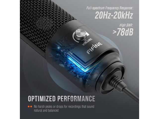 FIFINE USB Microphone, Metal Condenser Recording Microphone for MAC OS, Windows, Cardioid Laptop Mic for Recording Vocals, Voice Overs, Streaming,...