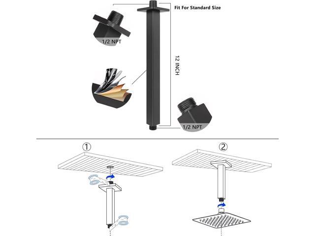 NearMoon Rain Shower Head With Shower Arm, Ceiling Mount Square Shower, Stainless Steel Ceiling Rainfall Showerhead- Waterfall Full Body Coverage...