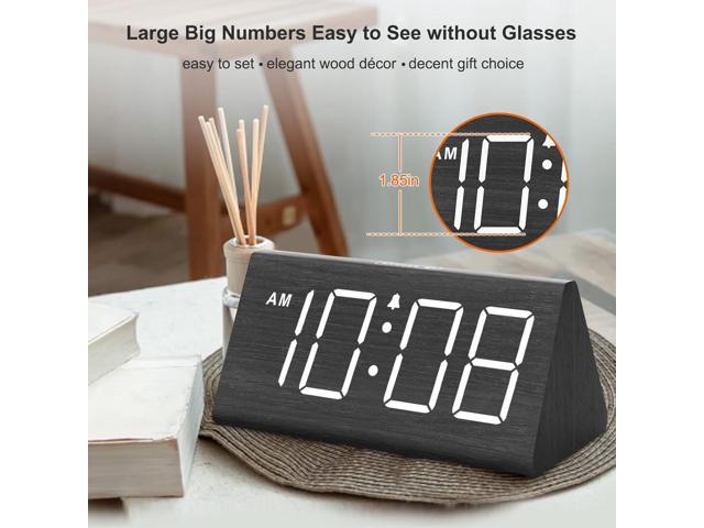 DreamSky Wooden Digital Alarm Clocks for Bedrooms - Electric Desk Clock with Large Numbers, USB Port, Loud Alarm for Heavy Sleepers, Adjustable...