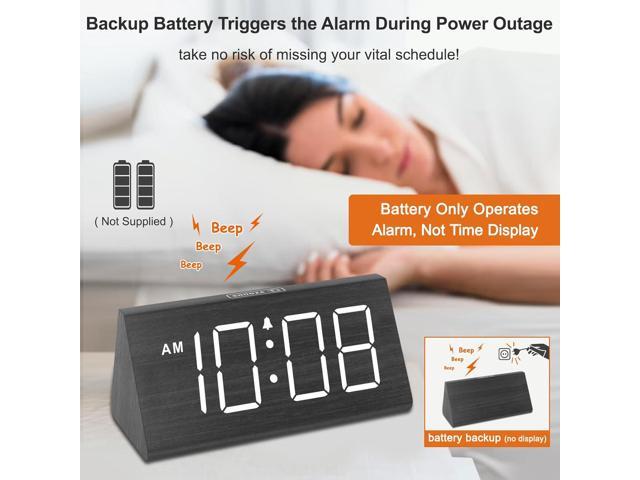 DreamSky Wooden Digital Alarm Clocks for Bedrooms - Electric Desk Clock with Large Numbers, USB Port, Loud Alarm for Heavy Sleepers, Adjustable...