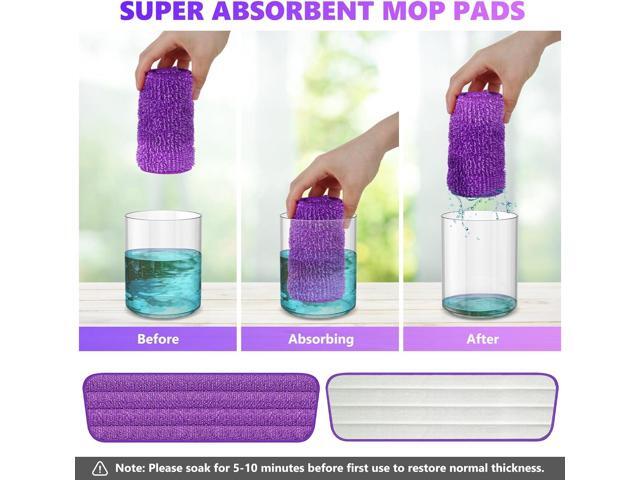 6 Pack Reusable Mop Pads Compatible with Swiffer PowerMop, Wood Floor Pads Microfiber Mop Replacement Refills Machine Washable for All Floor Surfaces