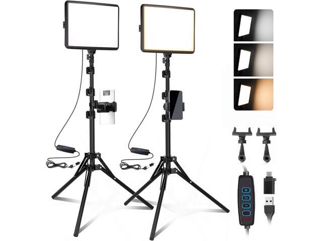 2-Pack LED Video Light Kit, NiceVeedi Studio Light, 2800-6500K Dimmable Photography Lighting Kit with Tripod Stand & Phone Holder, 73' Stream Light...