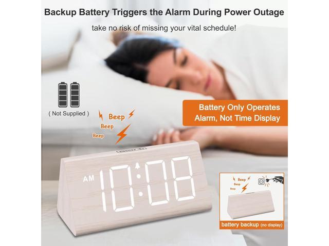 DreamSky Wooden Digital Alarm Clock for Bedroom - Living Room Desk Clock with Large Numbers, Bedside Nightstand Clock with USB Port, Adjustable...
