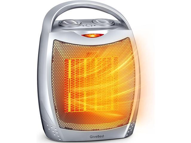 GiveBest Portable Electric Space Heater with Thermostat, 1500W/750W Safe and Quiet Ceramic Heater Fan, Heat Up 200 Square Feet for Office Room Desk.