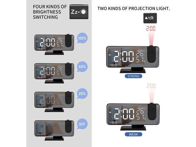Projection Alarm Clock for Bedrooms Ceiling, Digital Clock Radio with USB Charger Port, Temperature & Humidity Display, 7.3 Large LED...