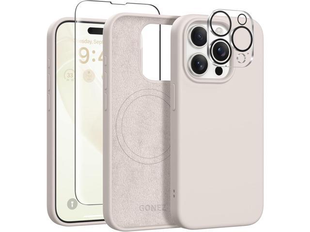 GONEZ for iPhone 15 Pro Max Case Silicone, Compatible with Magsafe, Camera Protector + Screen Protector, Soft Anti-Scratch Microfiber Lining,.