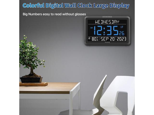 DreamSky Digital Clock with Date and Day of Week - Large Calendar Clock for Seniors Elderly, Loud Alarm Clock for Bedroom Desk, Backlight Dimmer,...