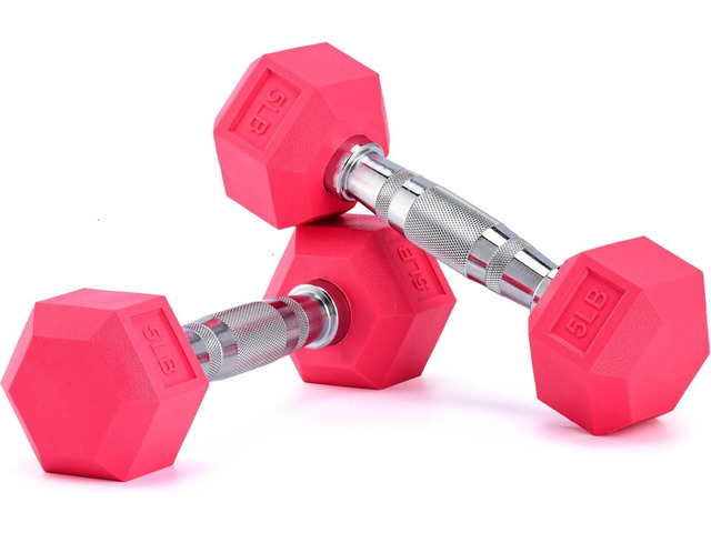 Portzon Weights Dumbbells Pink Colors Compatible with Set of 2 Neoprene/Rubber Dumbbells,1-15 LB, Anti-Slip, Anti-roll, Hex Shape
