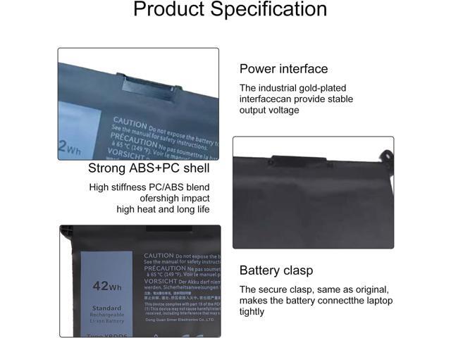 YRDD6 42Wh 11.4V Laptop Battery Compatible for Dell Inspiron5491 5482 5481 5591 5485 7586 3583 3310 2-in-1 5593 3793 3493 5584 3593 5480 5581 3582...