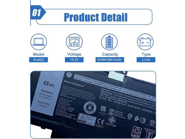 Dentsing 63Wh RJ40G 4-Cell Laptop Battery Compatible with Dell Latitude 14 5420 Latitude 15 5520 Precision 15 3560 Series Notebook P137G P137G001...