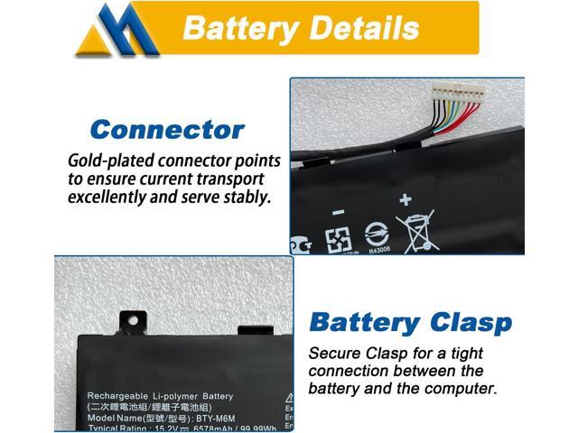 BTY-M6M 99.99Wh Laptop Battery Replacement for MSI GS66 Stealth 10SE 10SF 11UE 11UH GE66 Raider 10UG 11UG GE76 for Raider 11UE 11UG GE76 for Dragon...