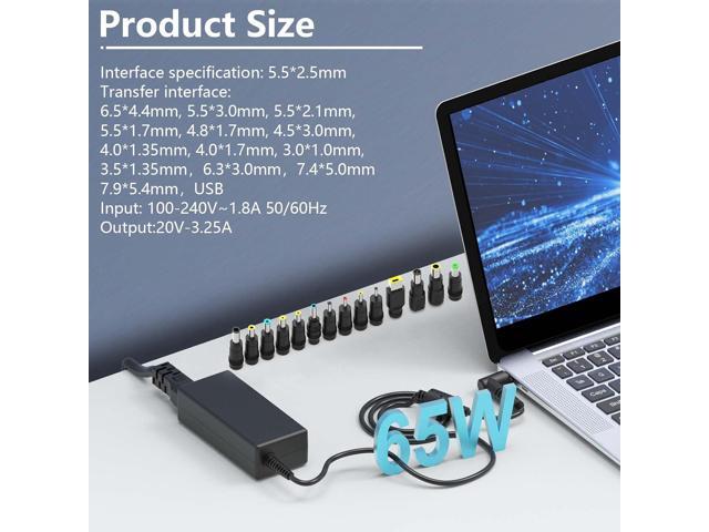 19V 3.42A DC Universal Laptop Charger for HP Lenovo Dell ASUS Gateway Acer Monitor 65W Power Supply Cord for Chromebook LG Monitor Samsung TV Spire...