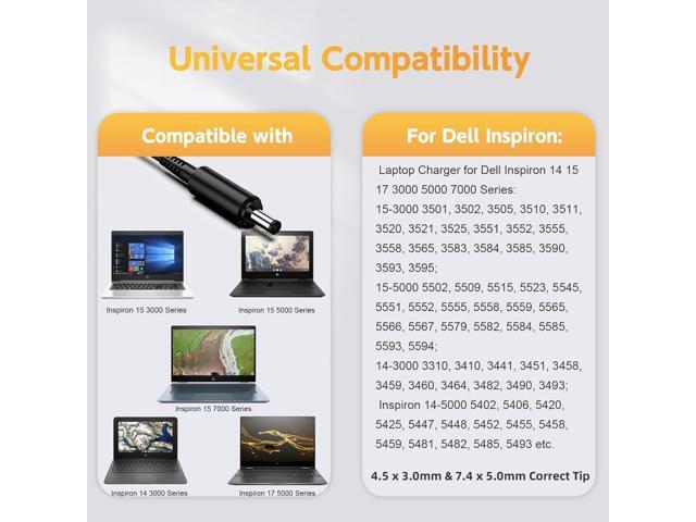 90W Laptop Charger for Dell Inspiron 11 13 14 15 17 3000 5000 7000 Series; for dell inspiron 15 3000 15-3552, 3555, 3558, 3565, 3567, 3582, 3583,...